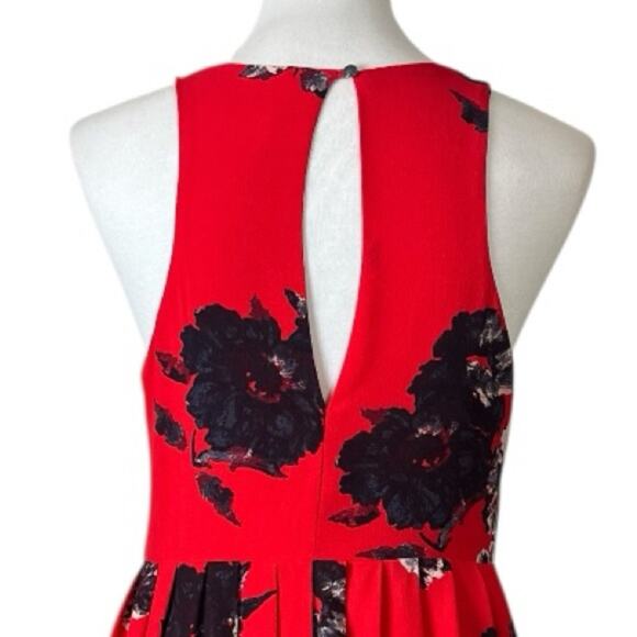 Free People Aline Mini Dress Pockets Halter Neck Red Black Floral Women’s Size 6 - Picture 10 of 14